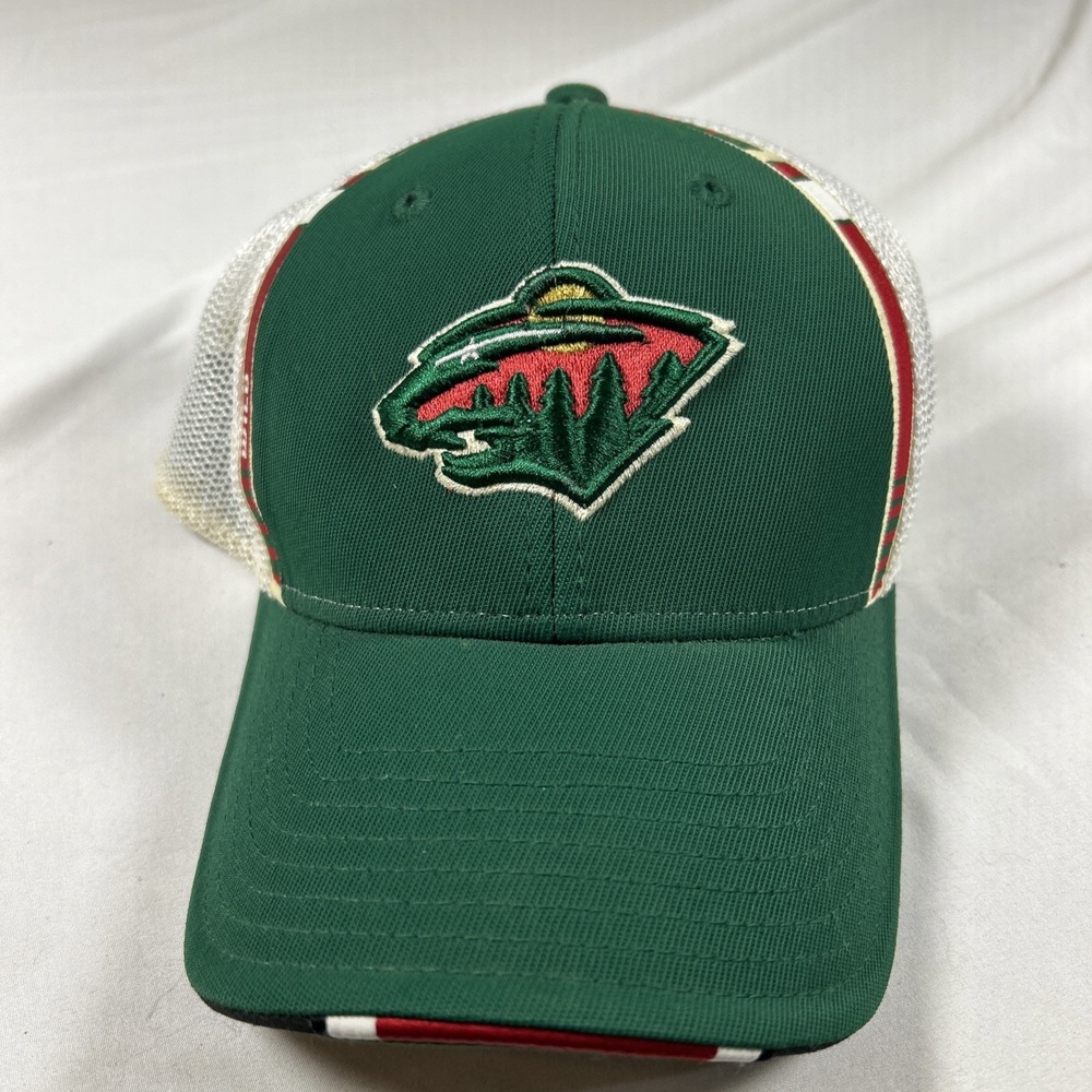 Minnesota Wild Reebok NHL Face Off Trucker Hat Green White FitMax S/M